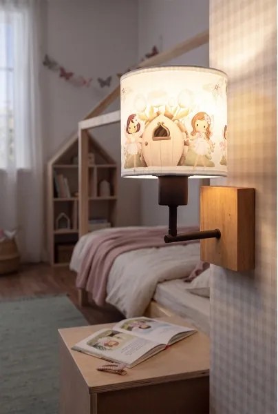 Brilagi - Lampă de perete BOBO WOOD 1xE27/25W/230V stejar/negru/alb/roz/zâne