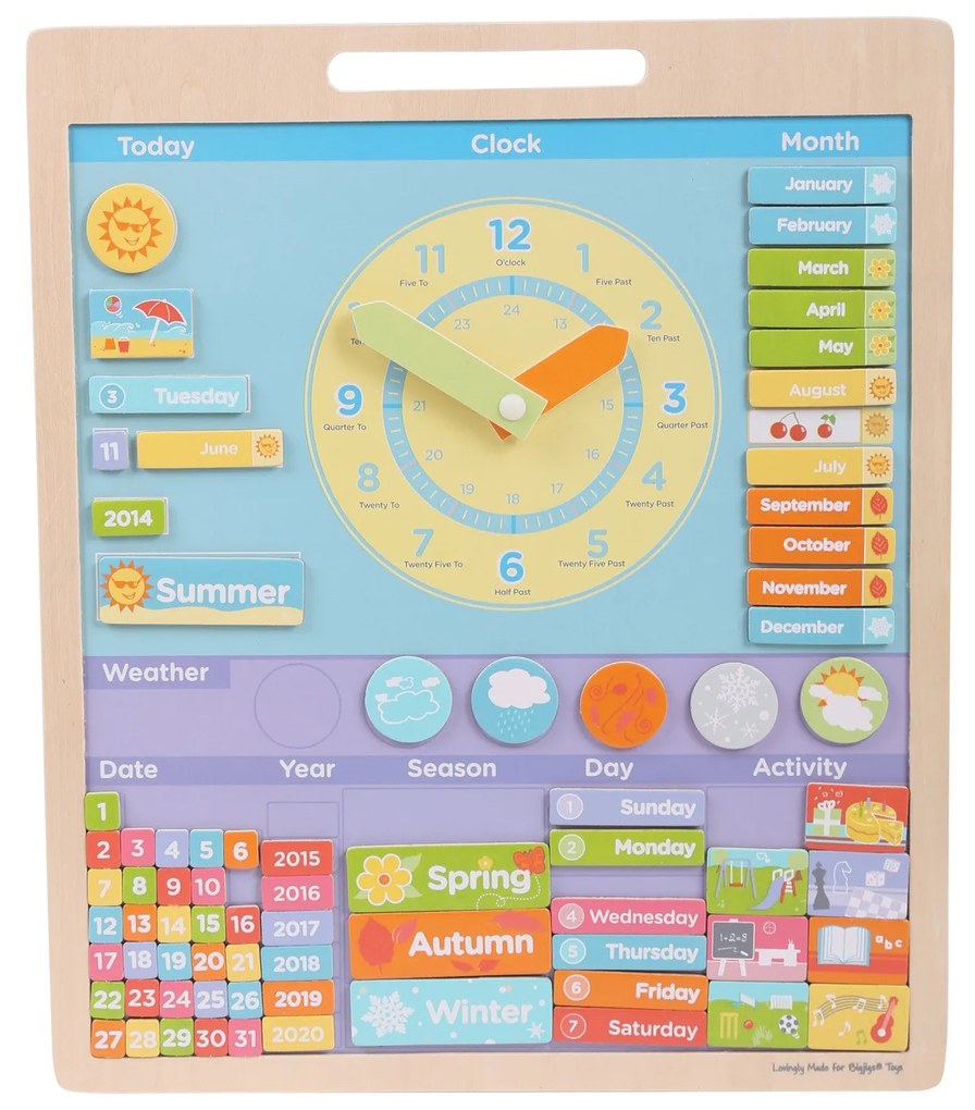VREMEA - CALENDAR MAGNETIC IN LIMBA ENGLEZA - BIGJIGS TOYS (BJ592)