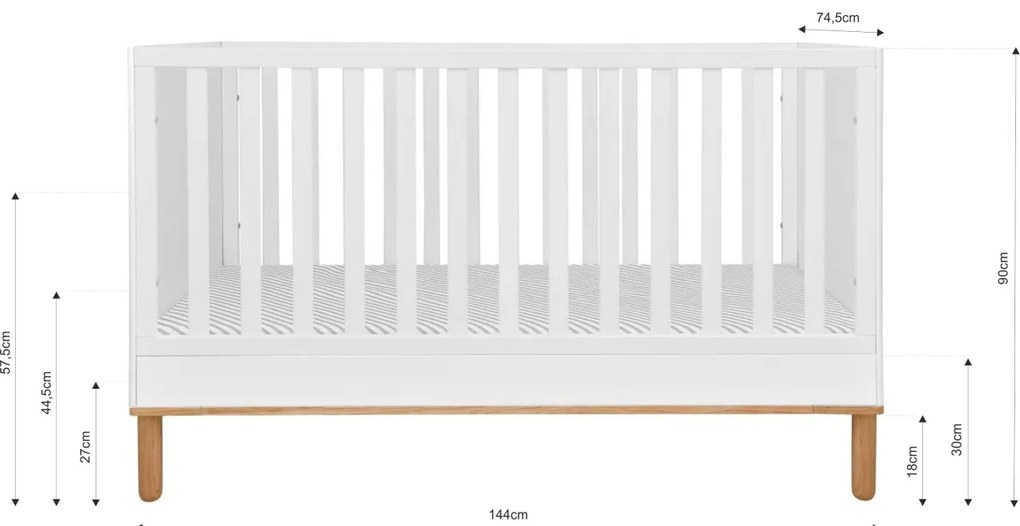 Patut copii Toteme botanic alb/stejar 70x140 cm