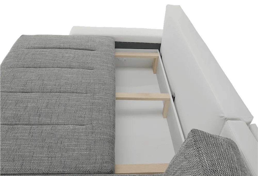 Colţar, piele ecologică/ alb/material gri melir, TONIKS