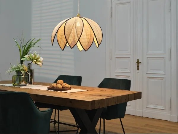 Osram - Lustră suspendată pe cablu DECOR RATTAN 1x E27/15W/230V Ø 67 cm bej/negru