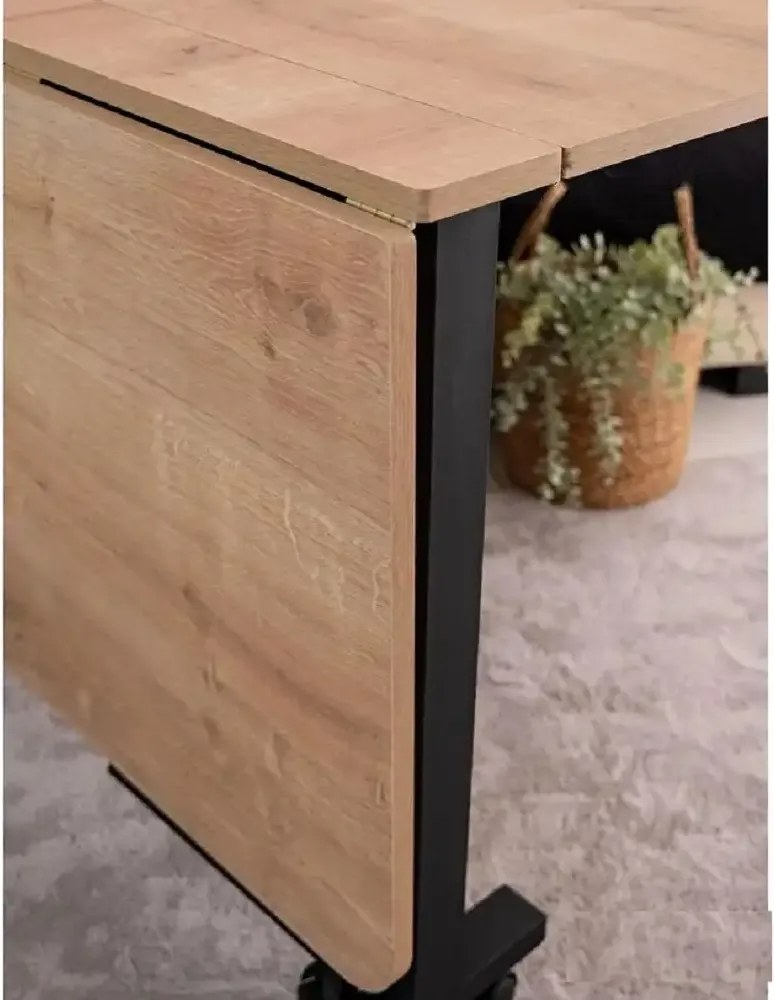 Masa Bucatarie pliabila cu roti Homs Nuc 120 x 80 x 74 cm