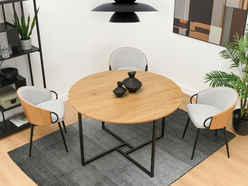 Masă de sufragerie Bird (stejar + negru). Promo -6%. 1111740