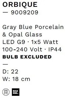 Aplica baie protectie IP44, Portelan blue gri, ORBIQUE 22cm