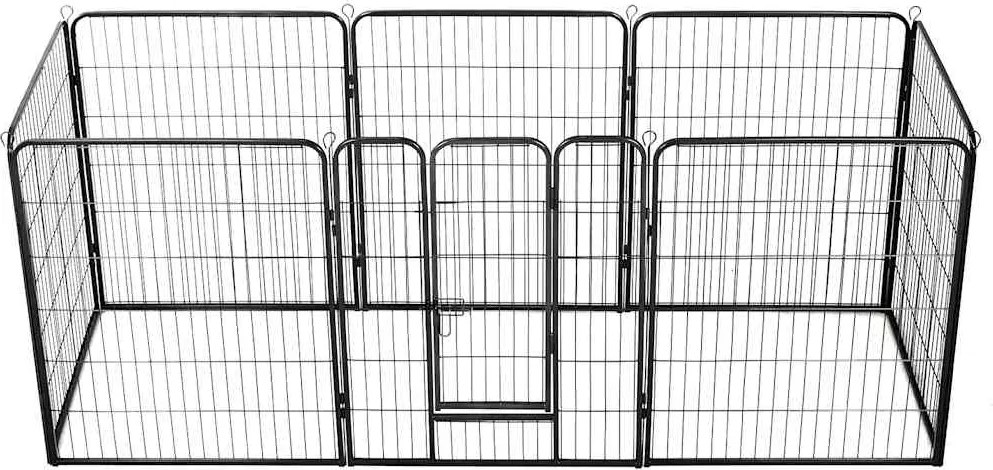 vidaXL Țarc pentru câini, 8 panouri, oțel, 80 x 100 cm, negru