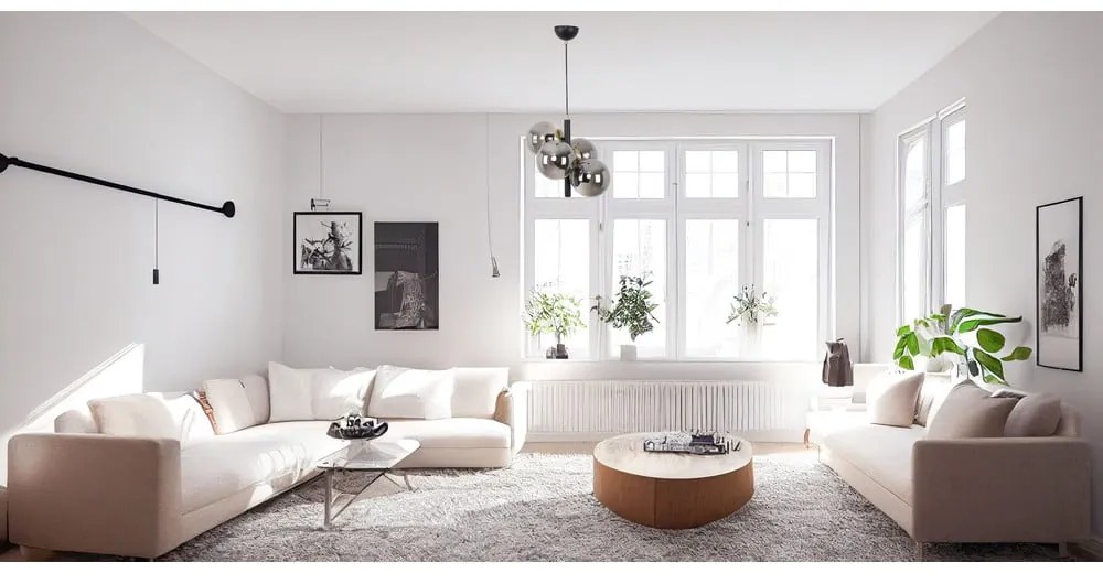 Lustră negru-gri cu abajur din sticlă ø 15 cm Forte – Squid Lighting