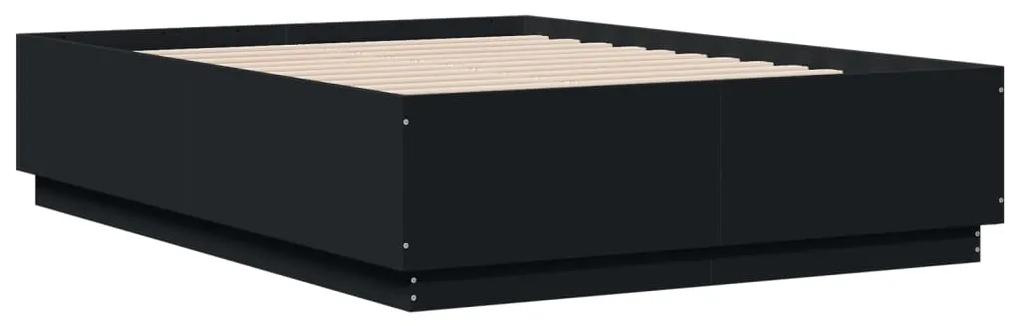 3209738 vidaXL Cadru de pat, negru ,135x190 cm, lemn prelucrat