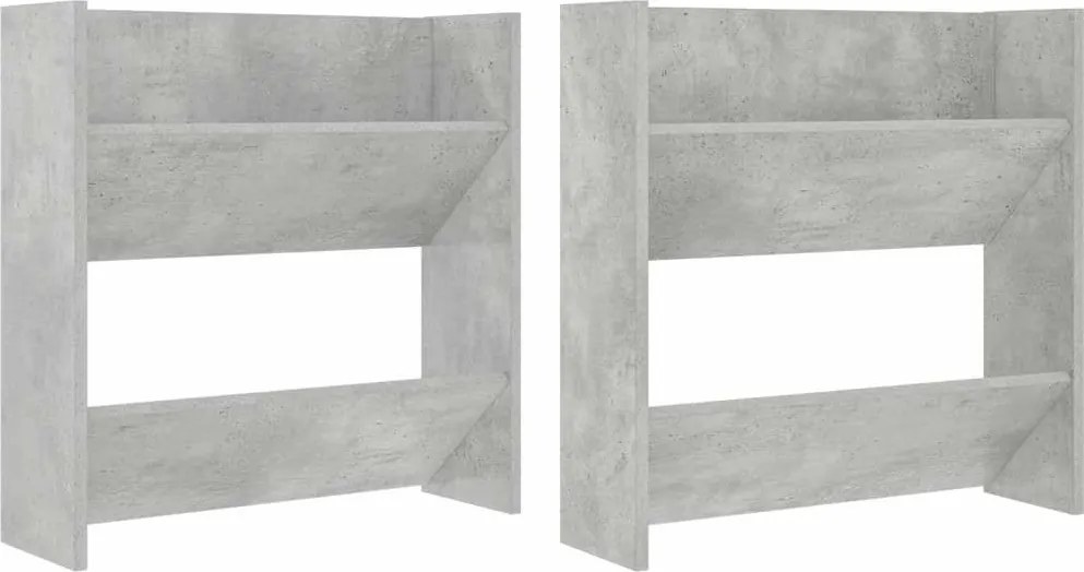 vidaXL Pantofare de perete, 2 buc., gri beton, 60x18x60 cm, PAL