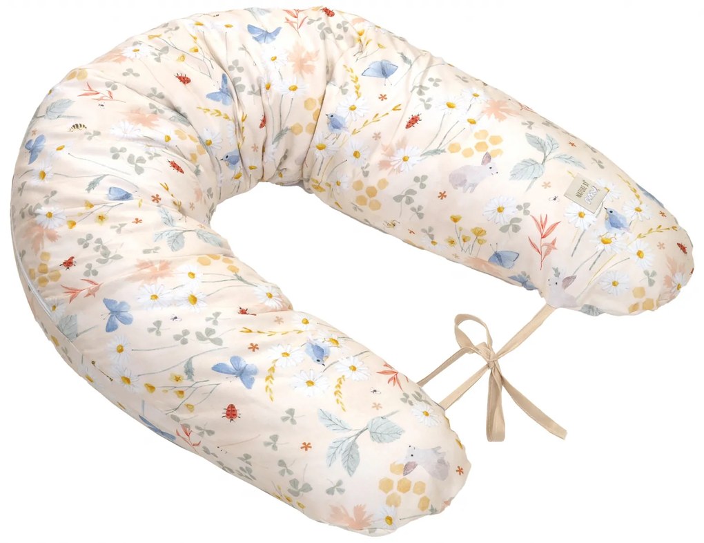 Perna pentru gravide si alaptare, husa detasabila din bumbac 100% si umplutura antialergica BabySoft  , Lunca Bej, Amy