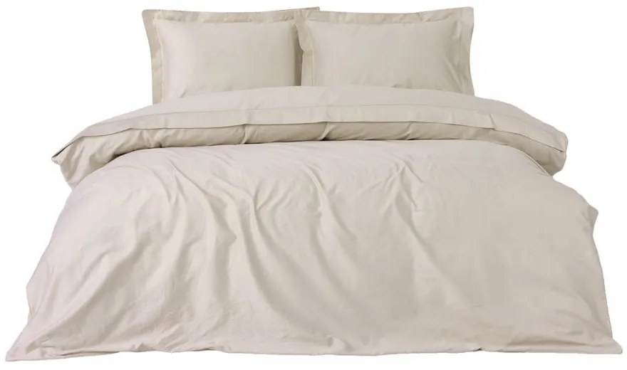 Lenjerie de pat bej din bumbac satinat pentru pat dublu, extinsă 240x220 cm Elegant – Mijolnir