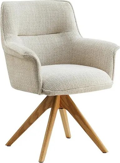 Set de 2 scaune pivotante picioare din lemn LE GRAND bej chenille