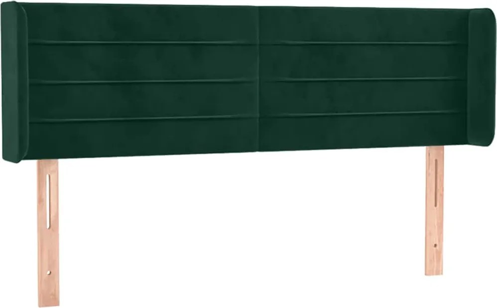 vidaXL Tăblie de pat cu aripioare verde închis 147x16x78/88 cm catifea