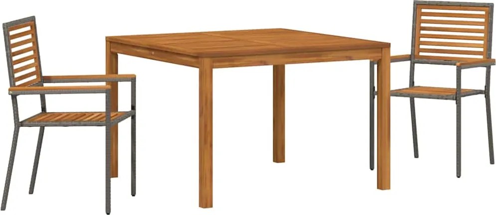 vidaXL Set de masă pentru grădină 3 pcs Gri Lemn Solid de Acacia