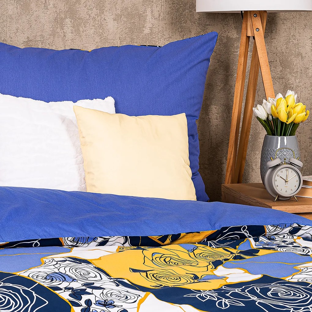 Lenjerie de pat din bumbac 4Home Blue rose, 220 x 200 cm, 2 buc. 70 x 90 cm