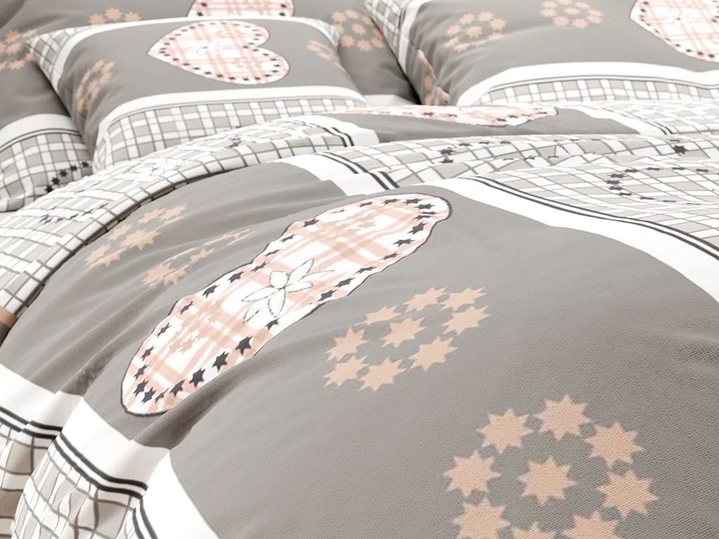 Lenjerie din bumbac HEART RETRO BLEND gri Dimensiune lenjerie de pat: 70 x 90 cm | 140 x 220 cm