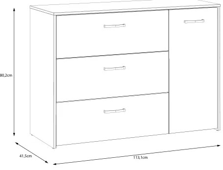 Comodă cu sertare URO stejar artisan/ albă