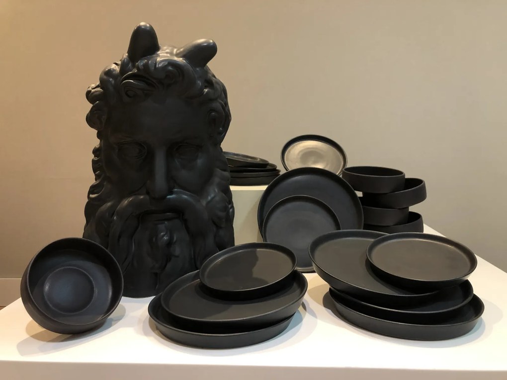 Set 18 Piese Farfurii Ceramica Vulcano (Negru Mat Carbon)