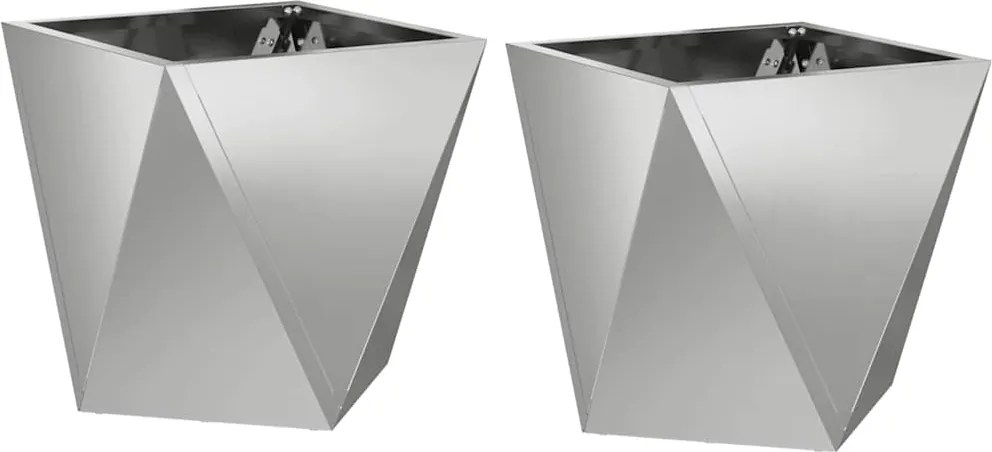 vidaXL Jardinieră 2 pcs Argintiu 30 x 30 x 30 cm Oțel Galvanizat