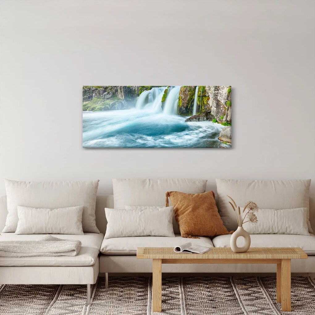 Tablou - Stânci și cascade (120x50 cm)