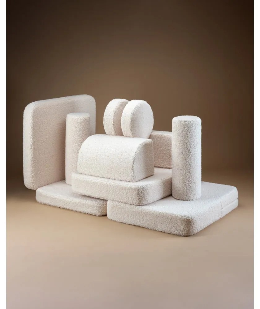 Canapea pentru copii crem cu tapițerie din țesătură bouclé 132 cm Settee – Wigiwama