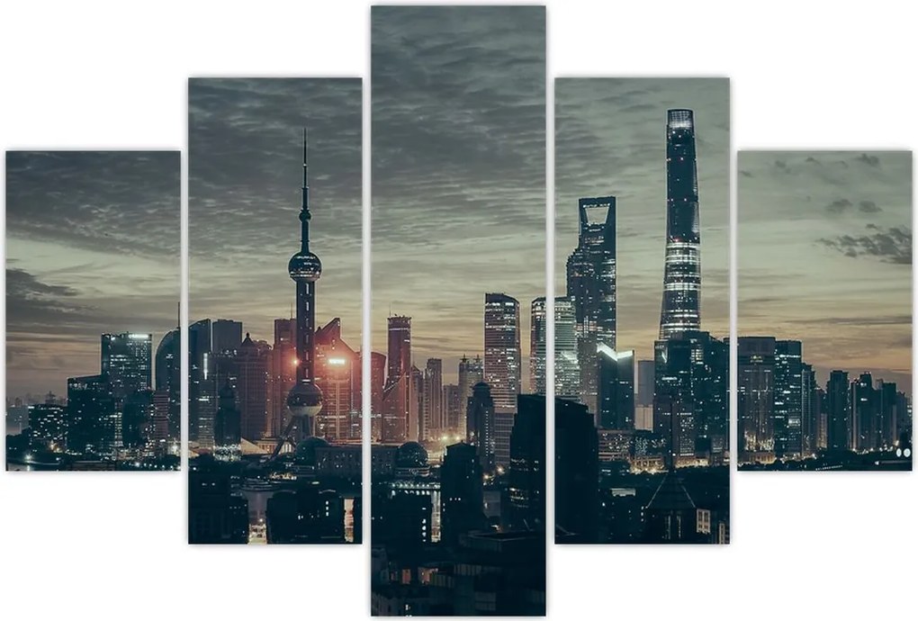 Tablou cu orașul în amurg (150x105 cm)