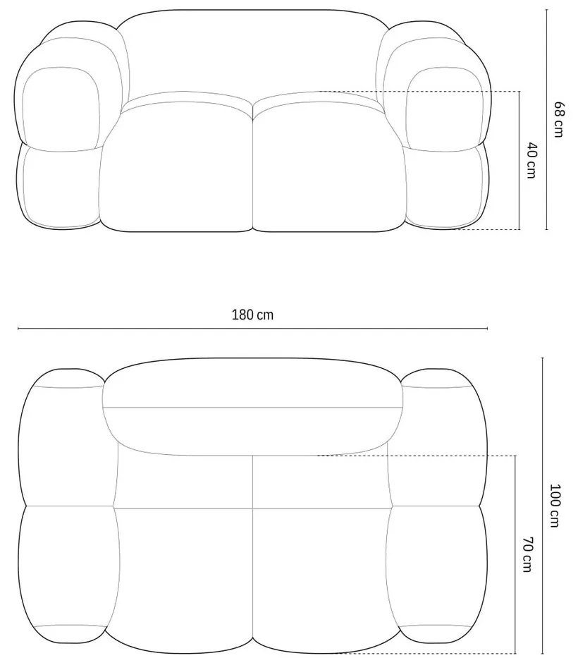 Canapea cărămizie 180 cm Loretto – Cosmopolitan Design