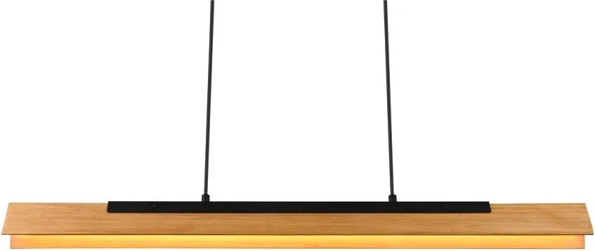 Lustră negru-mat LED cu abajur din lemn Kerala – Trio