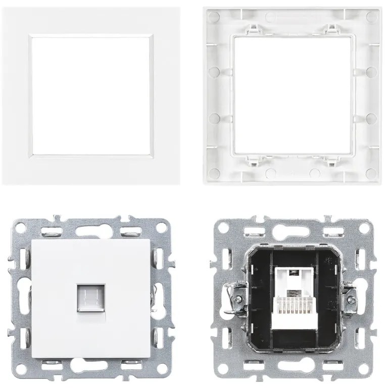 Priză Nova UTP RJ-45 cu cadru alb