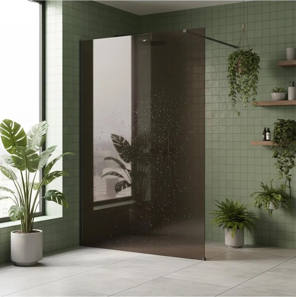 Paravan de dus fumuriu Rea Flexi Brown 130 cm Titan