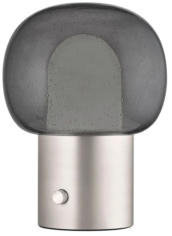 Veioză argintie LED din aluminiu cu abajur din sticlă (înălțime 32 cm) Iris – Blomus