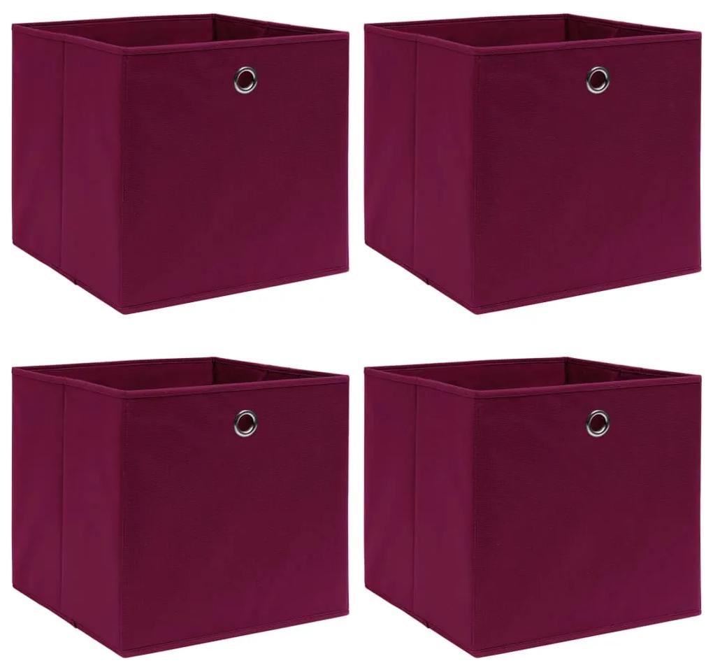 vidaXL Cutii depozitare, 4 buc., roșu inchis, 32x32x32 cm, textil