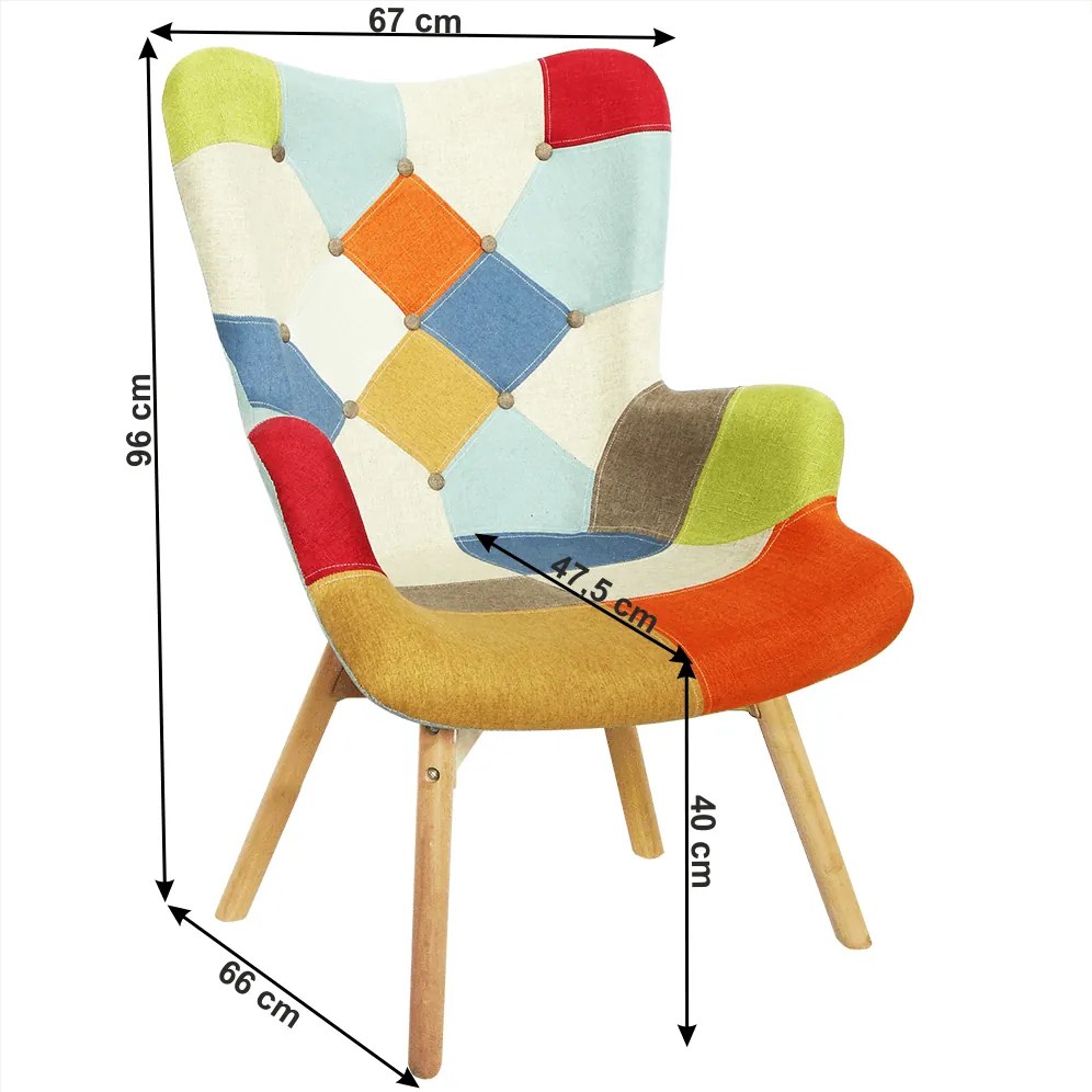 Fotoliu de design, patchwork color, KAPRUN