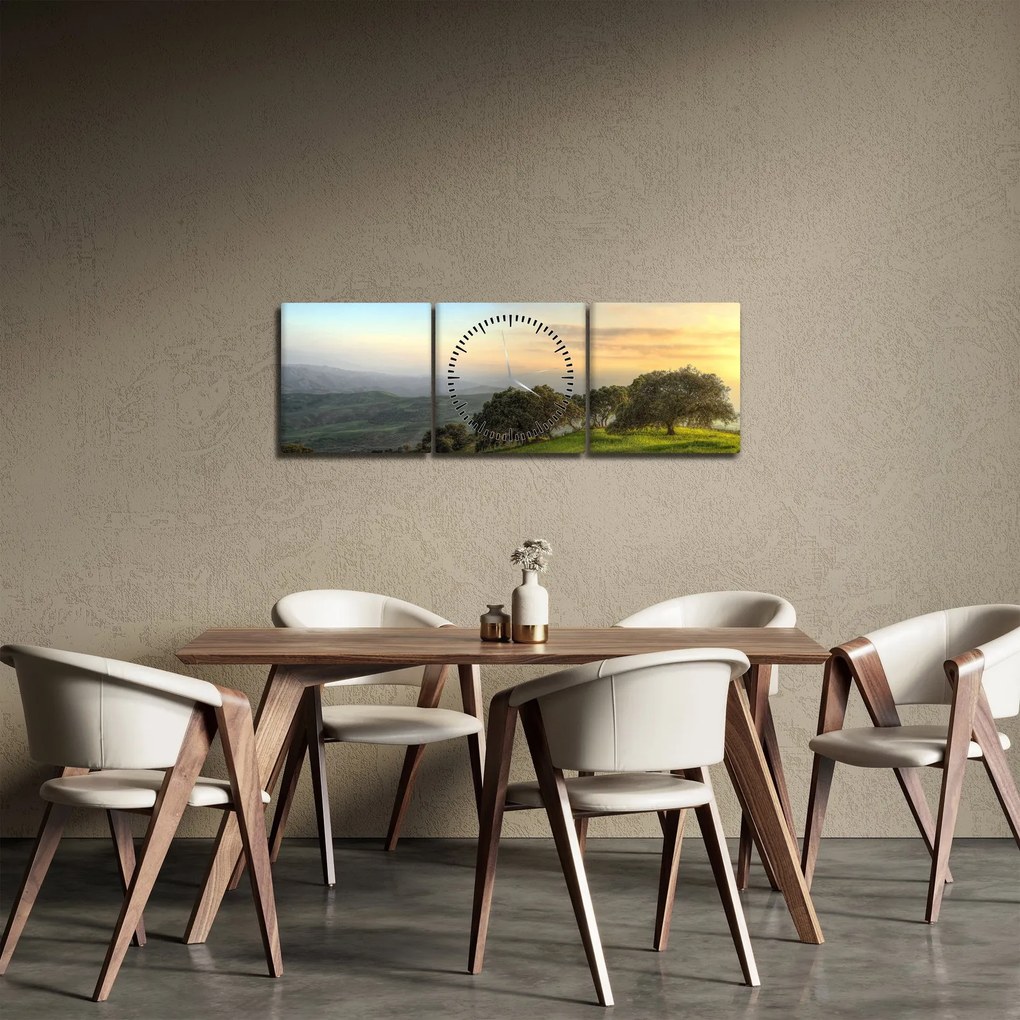 Tablou - Privire de pe deal (cu ceas) (90x30 cm)