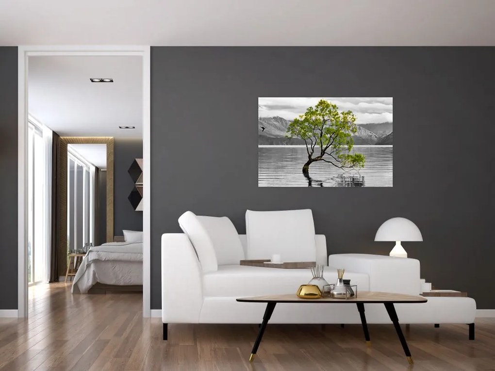 Tablou copacului în mijlocul lacului (90x60 cm)