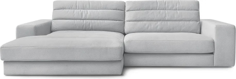 Colțar gri deschis cu tapițerie din catifea (cu colț pe partea stângă/cu șezlong) Sierra – Bobochic Paris