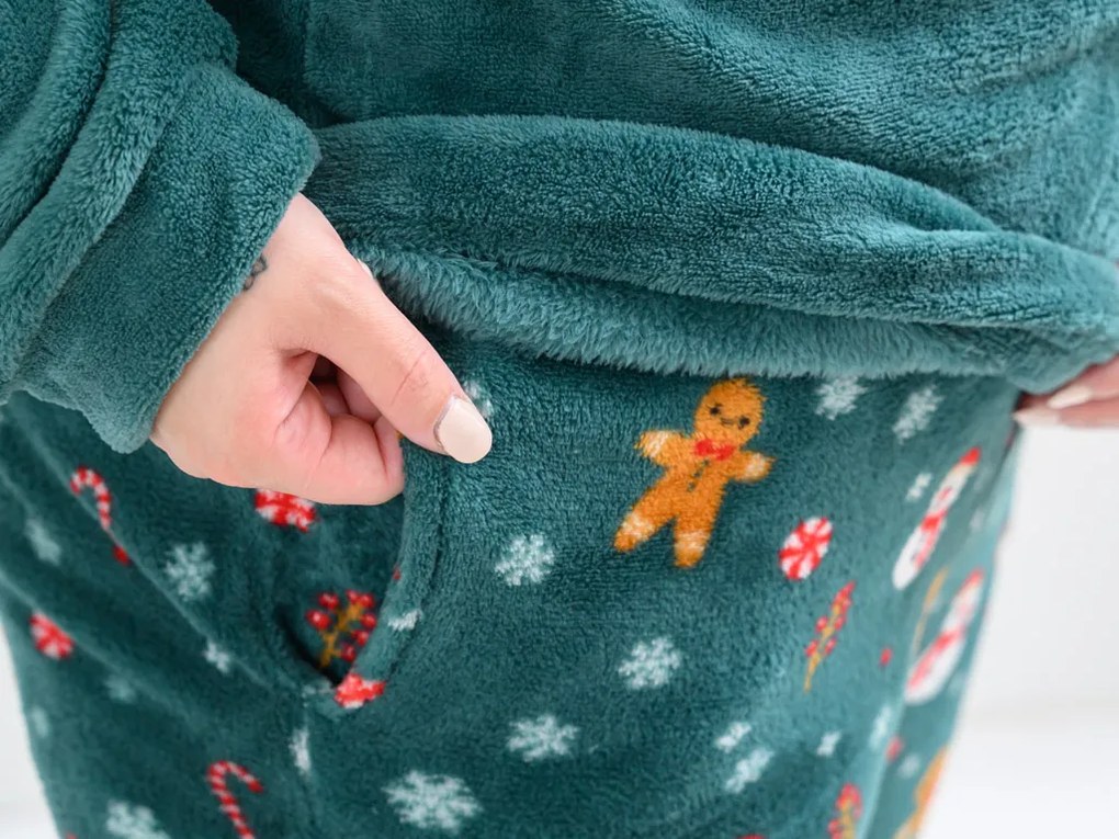 Pijama Cocolino microplus SNOWMAN AND GINGERBREAD verde - diverse marimi Marime: XL