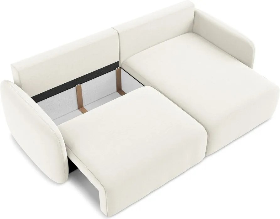 Colțar crem extensibil/cu spațiu de depozitare cu tapițerie din catifea (cu colț pe partea dreaptă/cu șezlong) Kalena – Makamii