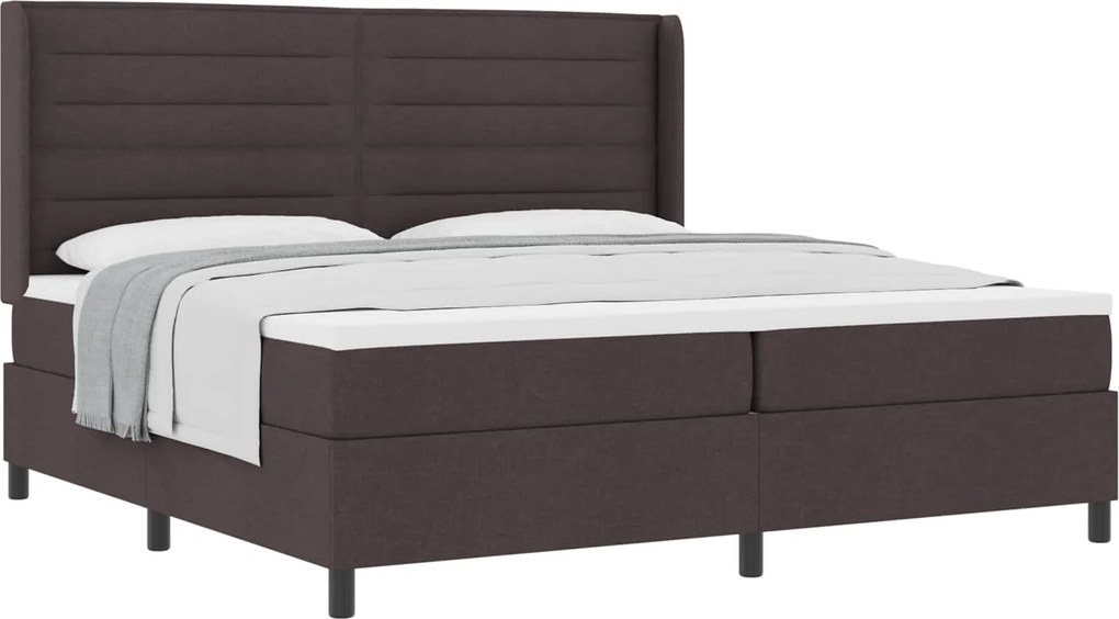 vidaXL Pat cu arcuri cu saltea Maro închis 200 x 200 cm țesătură