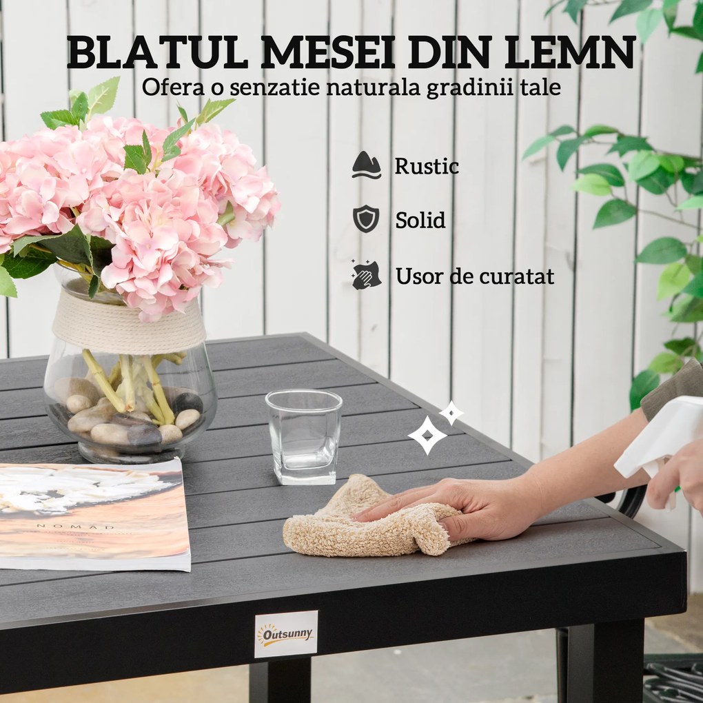 Outsunny Aluminum Outdoor Patio Dining Table for 4 for Garden Lawn Backyard, Natural | Aosom Romania