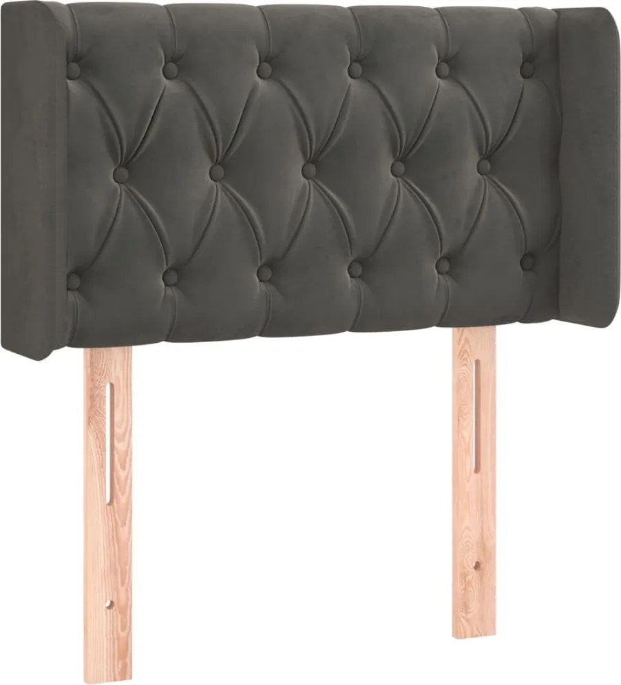 vidaXL Tăblie de pat cu aripioare gri închis 83x16x78/88 cm catifea
