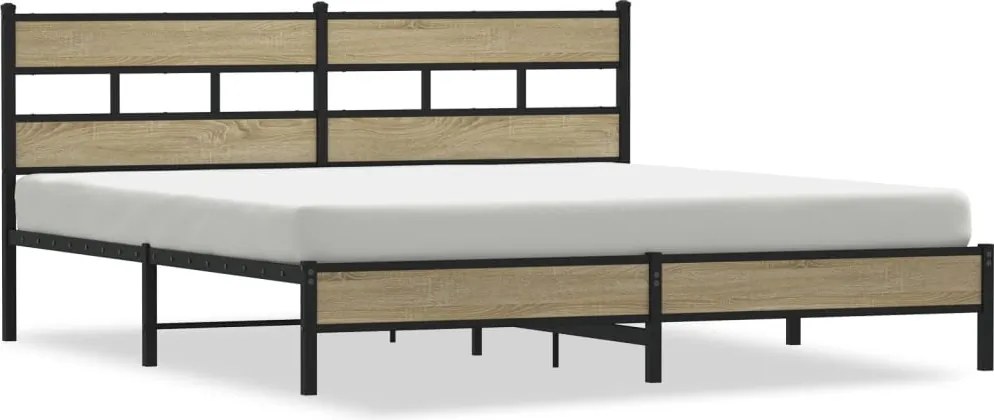 vidaXL Cadru de pat metalic fără saltea, stejar sonoma, 180x200 cm