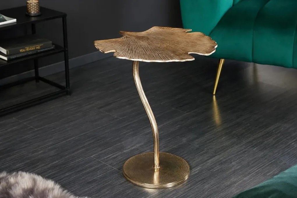 Masuta auxiliara cu aspect deosebit Ginkgo Leafs 53cm, auriu A-41789 VC