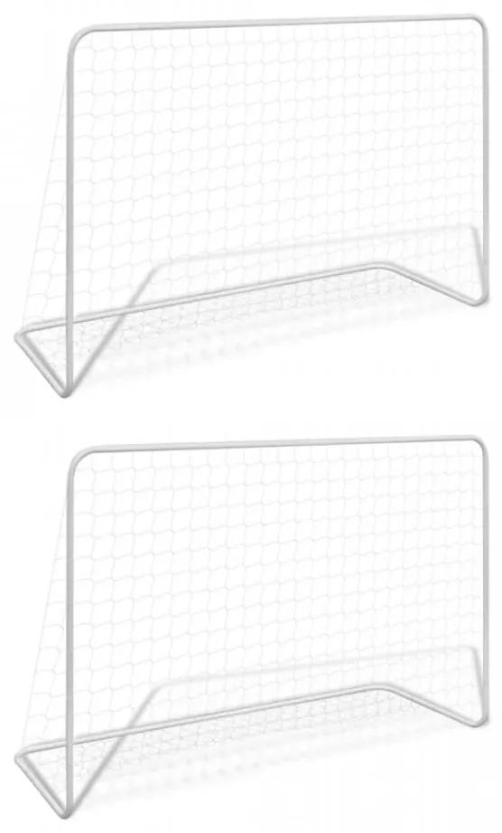 Porți de fotbal cu plase 2 buc. alb 182x61x122 cm oțel