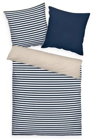 Tom Tailor Lenjerie de pat Percale Dark Navy - Sunny Sand, 140 x 200 cm, 70 x 90 cm