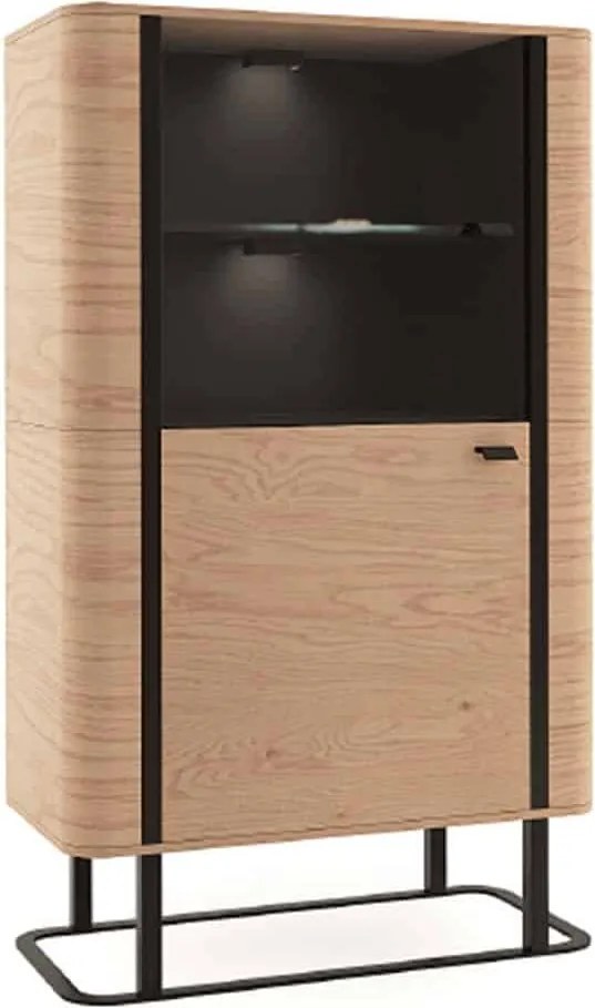 Vitrină lemn masiv natur Galen III Negru-, 90,6 × 40,2 × 149,6 cm