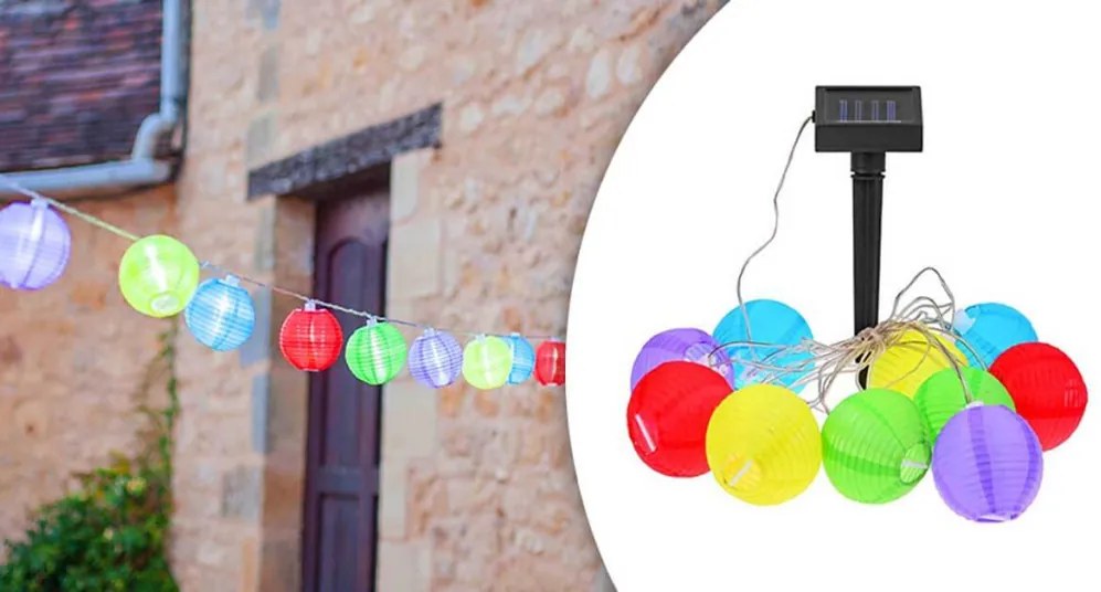 Ghirlanda de 10 lampioane cu baterie solara