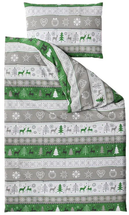 Lenjerie de pat din bumbac WINTER REINDEER verde Dimensiune lenjerie de pat: 70 x 90 cm | 140 x 200 cm