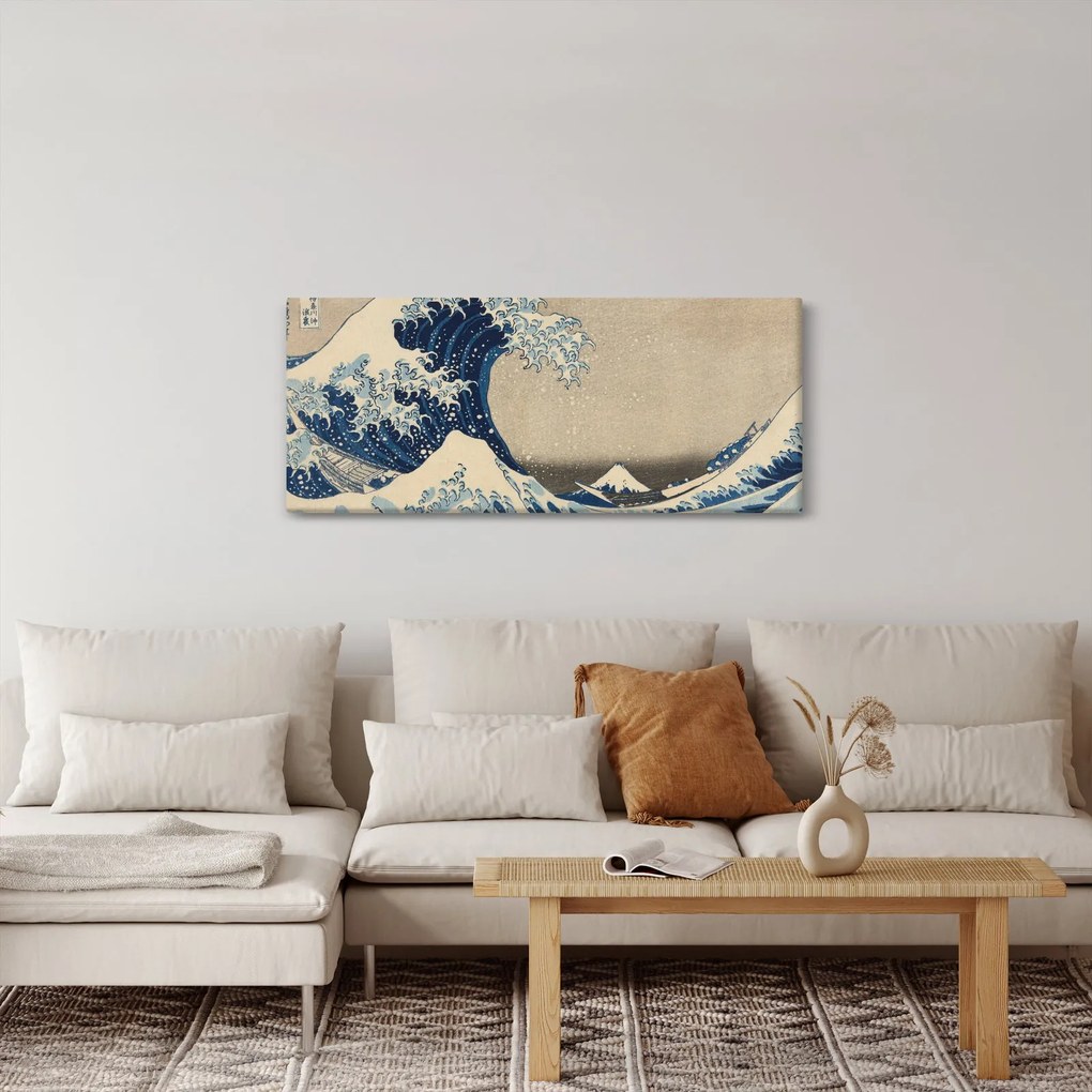 Tablou - Katsushika Hokusai, Under the Wave off Kanagawa, reproducere (120x50 cm)