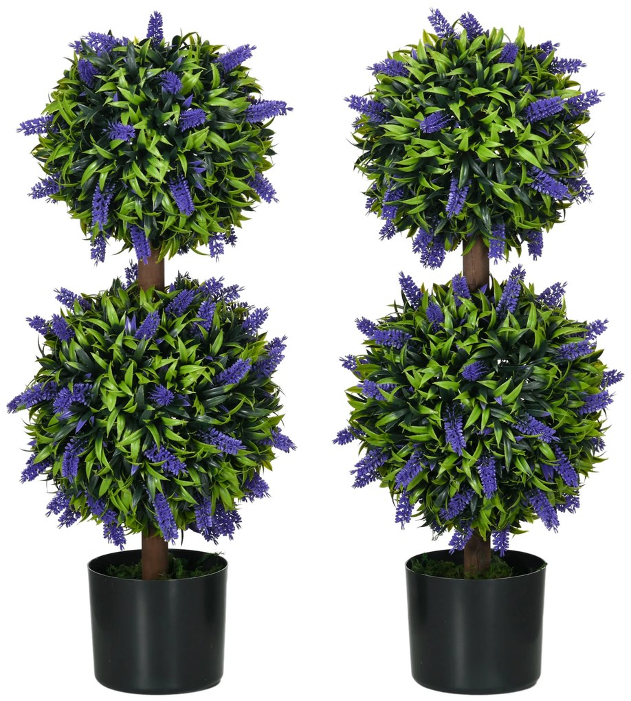 HOMCOM Set de 2 plante artificiale, plantă artificială rezistentă la UV în ghiveci, 70 cm plantă de interior pentru camera de zi, grădină | Aosom Romania