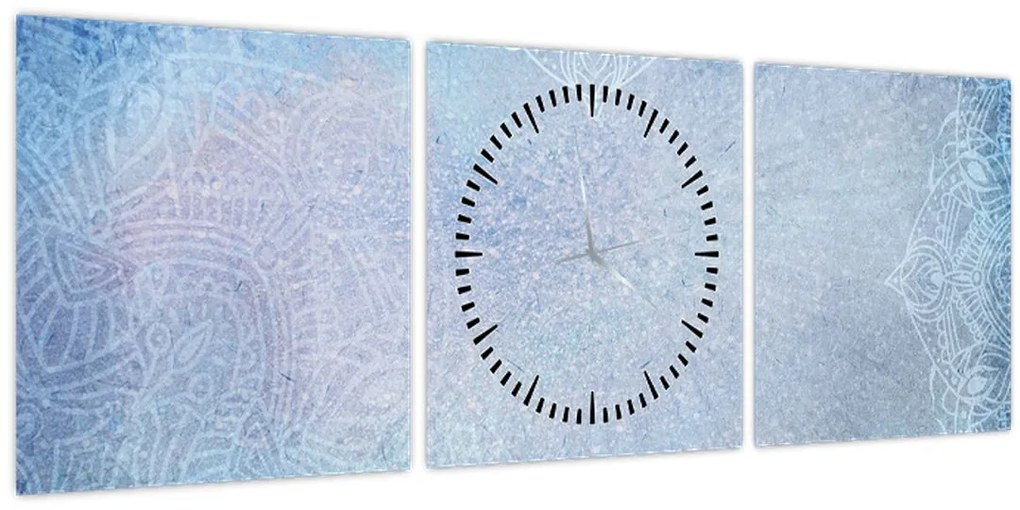 Tablou - Mandala in albastru (cu ceas) (90x30 cm)
